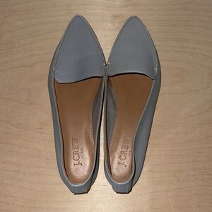 JCrew Edie leather pointed toe loafers light gray Size 8